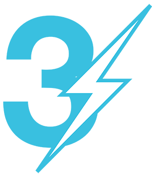 3-blue number 3 with lighting Bolt image