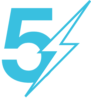 5-blue Number 5 with lighting bolt image