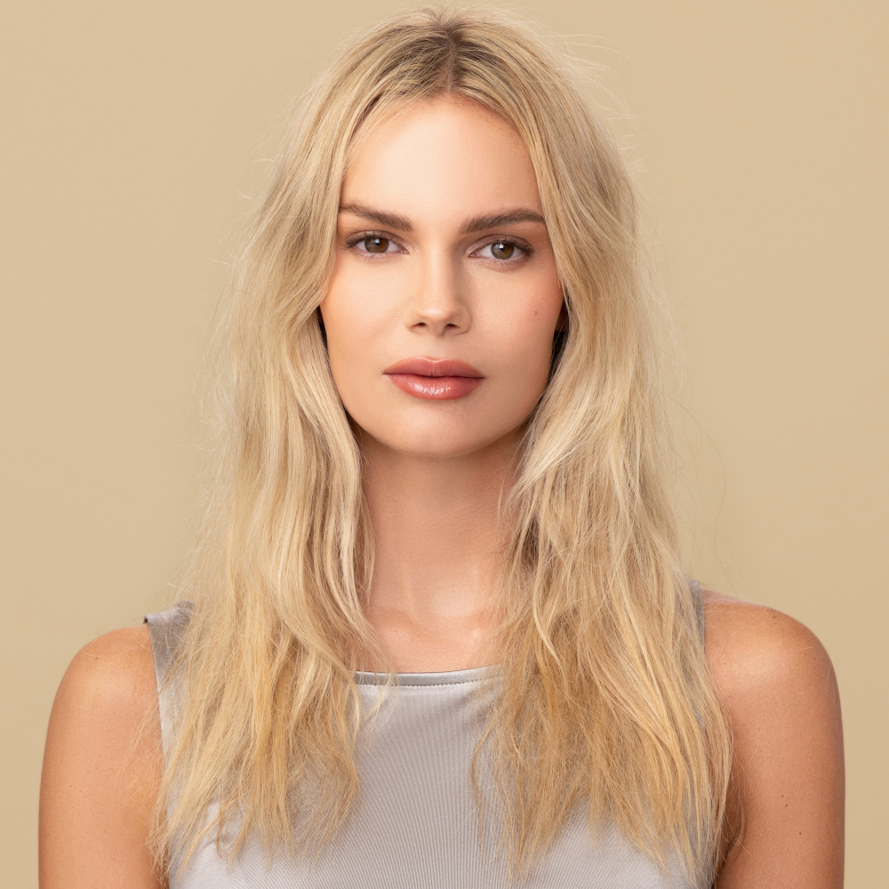 blonde model before treatment