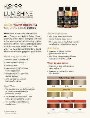 lumishine demi permanent gold warm copper, natural beige fact sheet