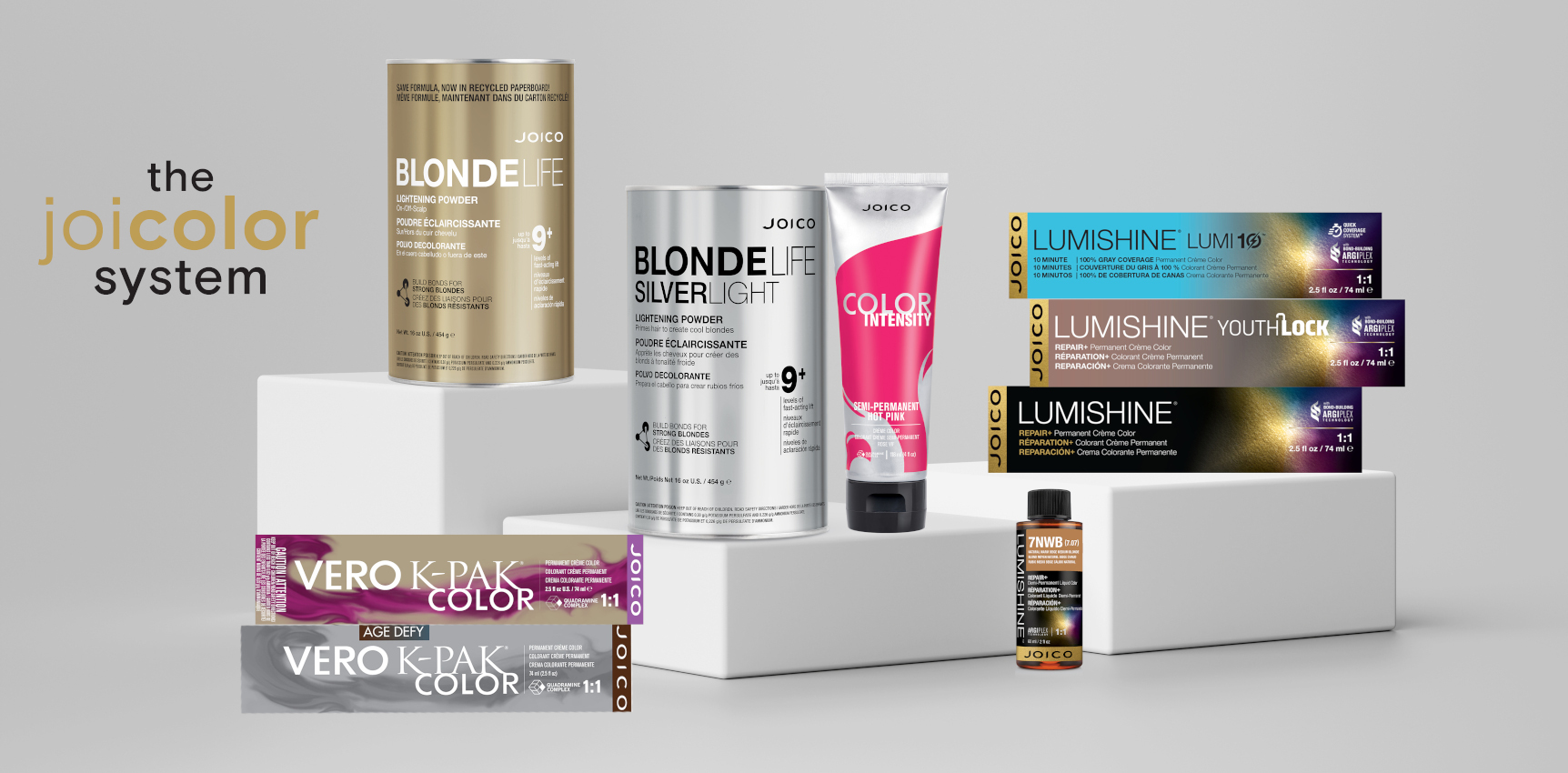 joico pro color collection, lightener, silverlight, lumishine permanent creme, lumi10, youthlock and demi permanent products