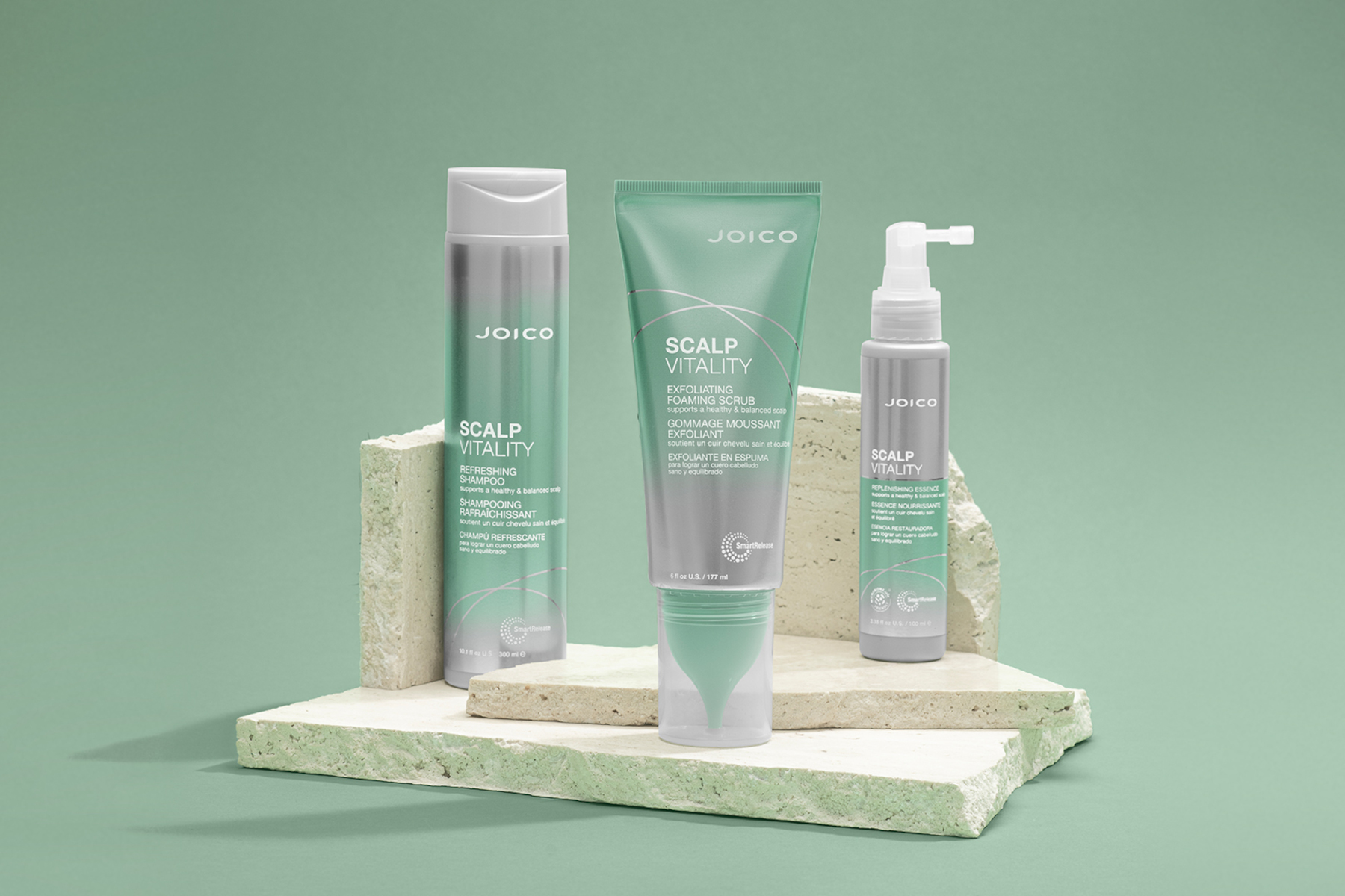scalp vitality products on rocks